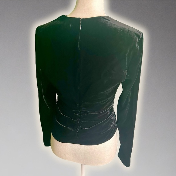 NWT Veronica Beard Black ‘Pelona’ Velvet Ruched Long Sleeve Top Size 2 - Picture 13 of 16